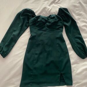 Abercrombie & Fitch Green Sheath Dress with Bishop Sleeves